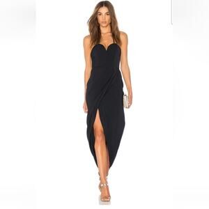Shona Joy U Wire Bustier Draped Dress Navy Size 2 NWT Strapless Slit Midi